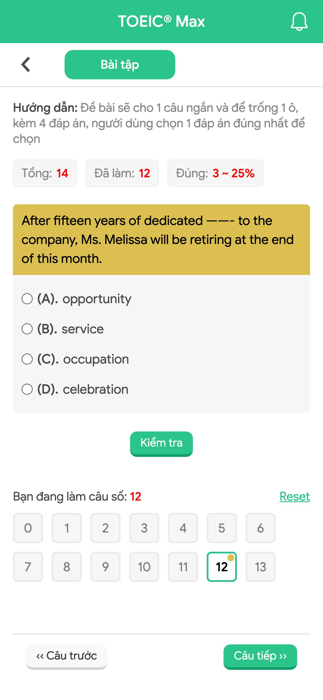 After fifteen years of dedicated ——- to the company, Ms. Melissa will be retiring at the end of this month.