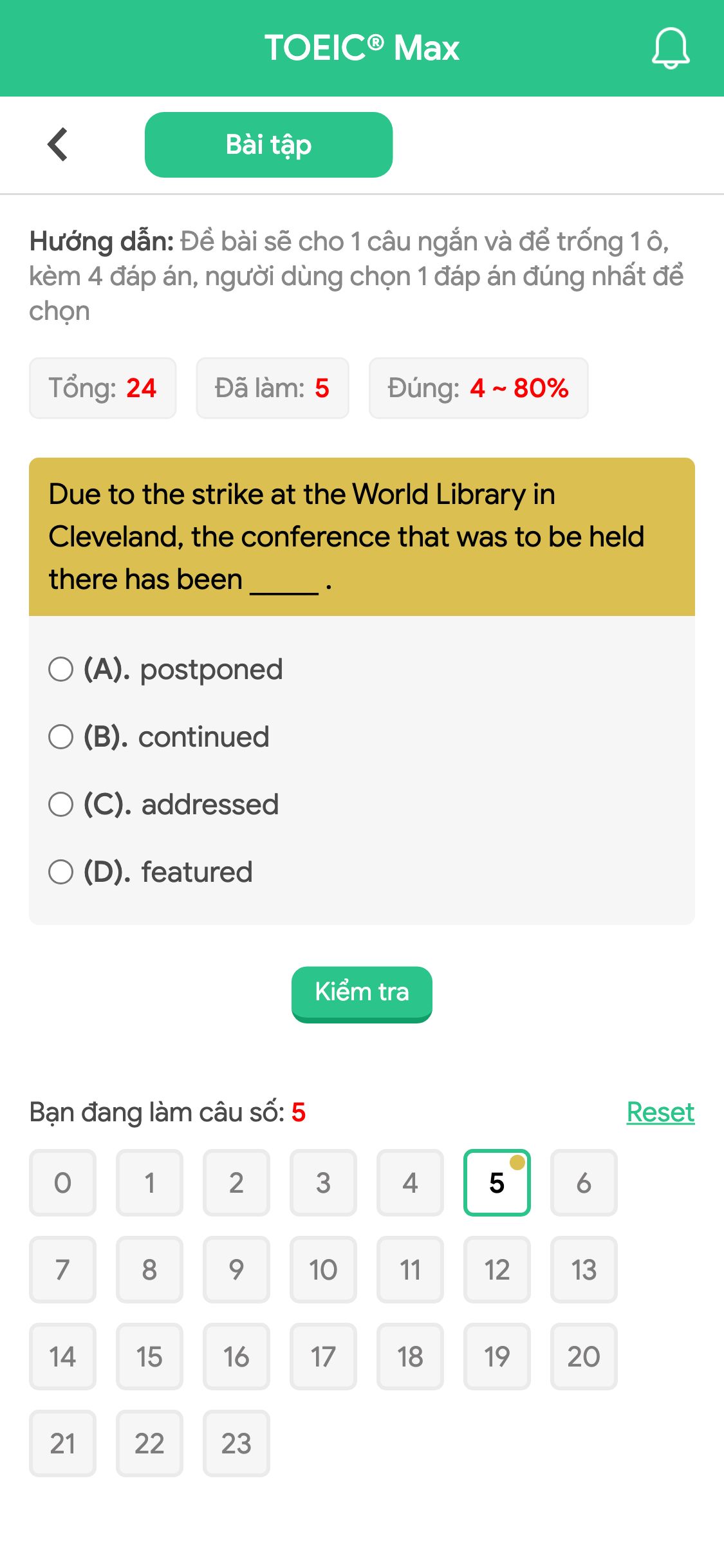 Due to the strike at the World Library in Cleveland, the conference that was to be held there has been _____ .