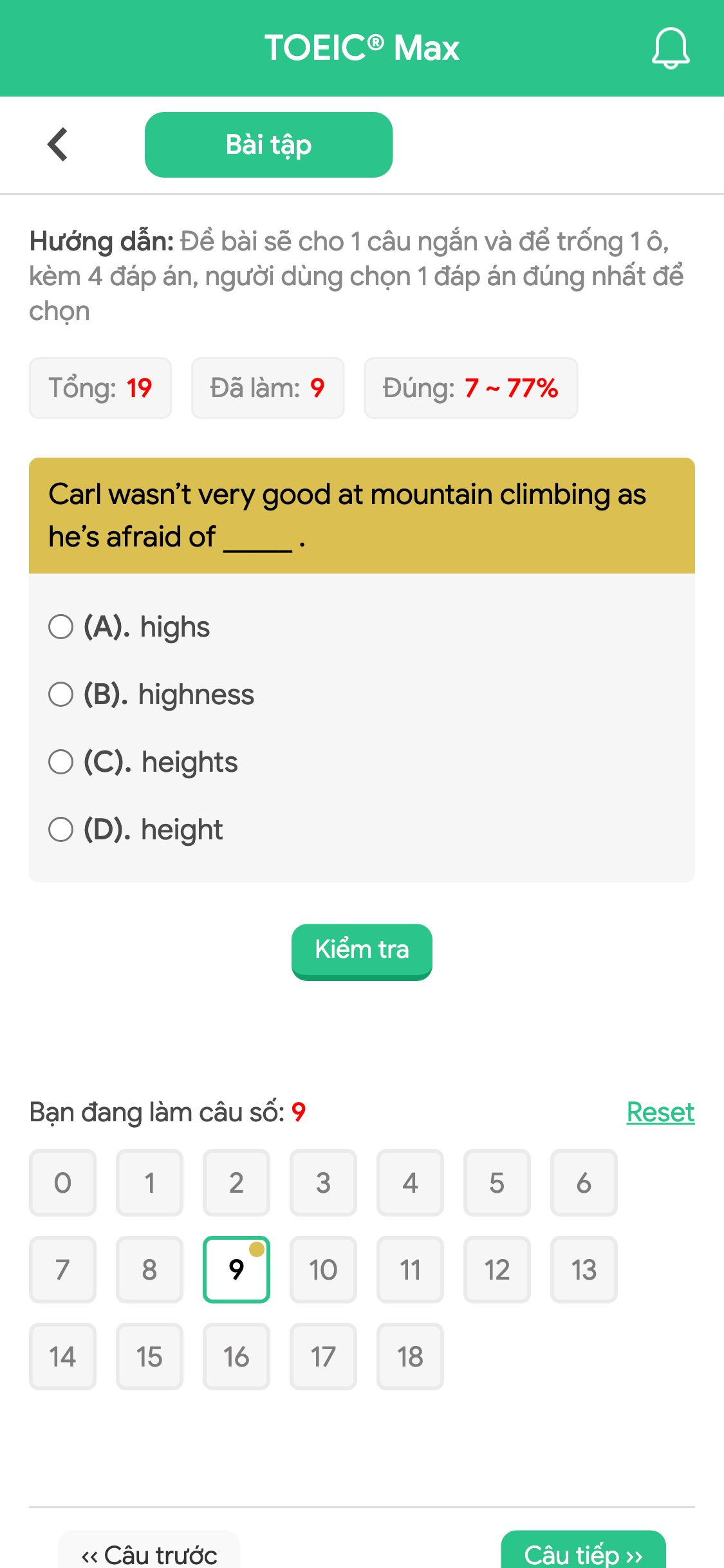 Carl wasn’t very good at mountain climbing as he’s afraid of _____ .