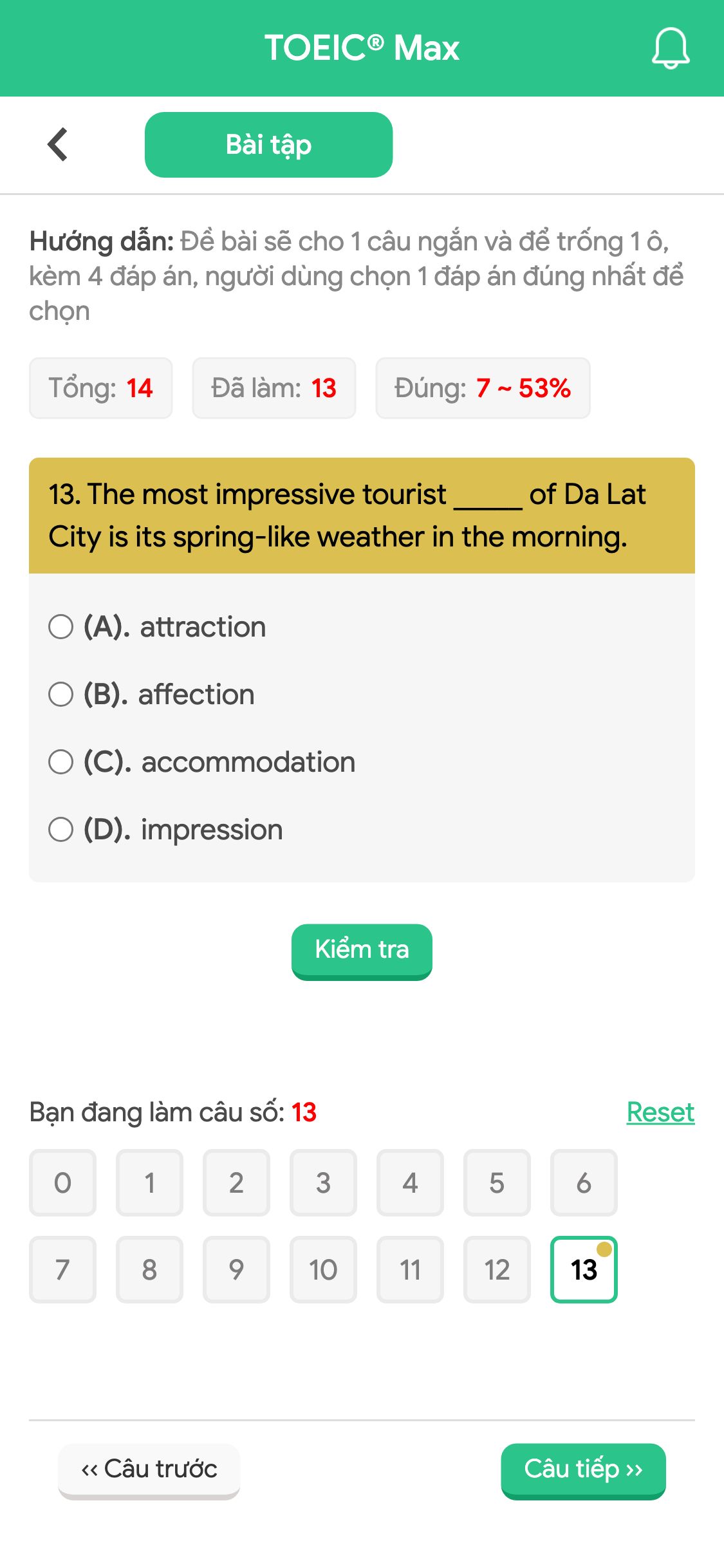 13. The most impressive tourist _____ of Da Lat City is its spring-like weather in the morning.