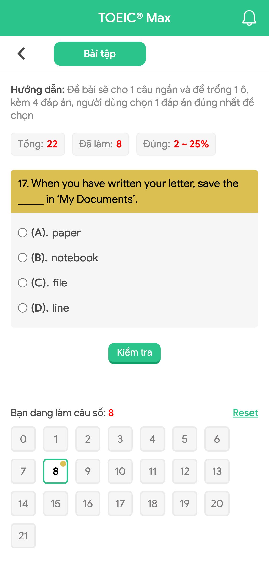 17. When you have written your letter, save the _____ in ‘My Documents’.