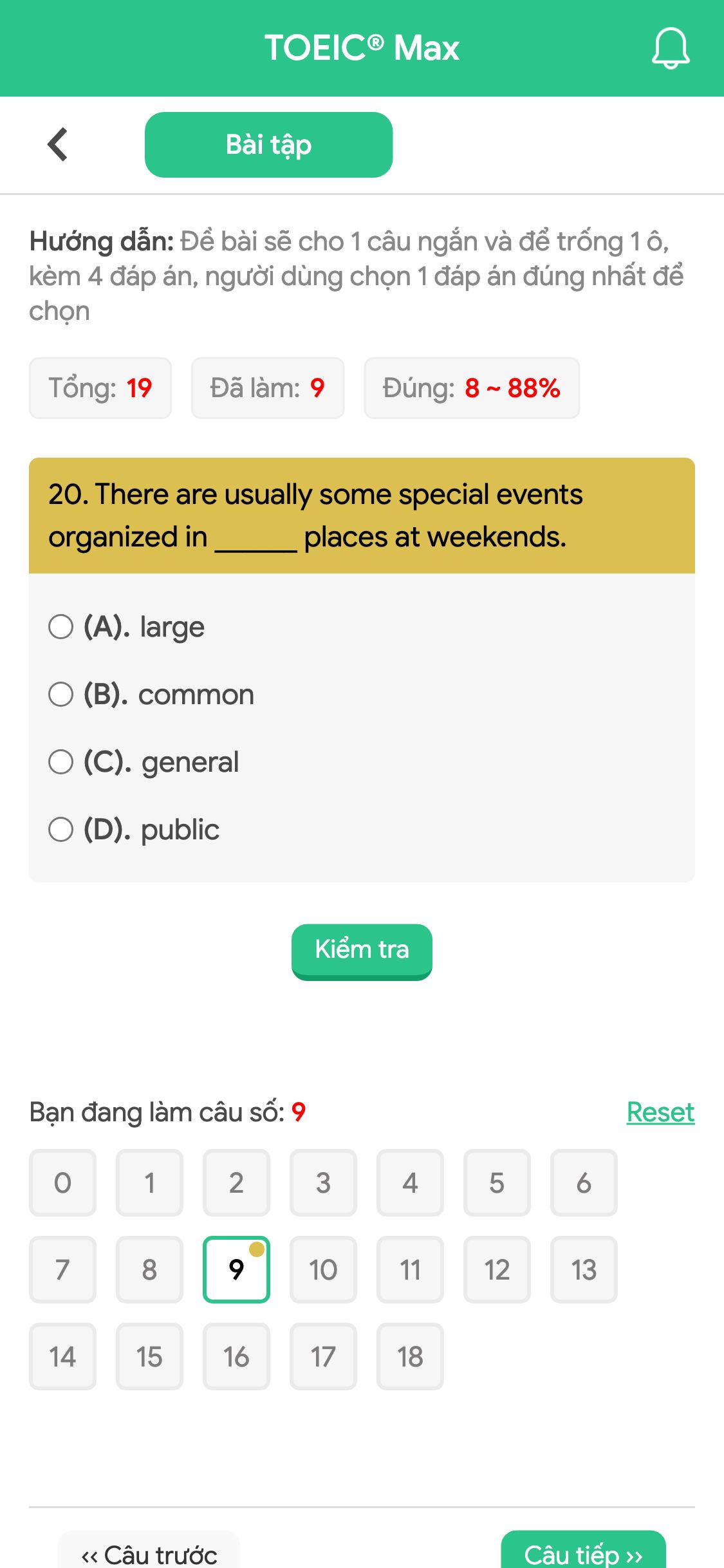 20. There are usually some special events organized in ______ places at weekends.