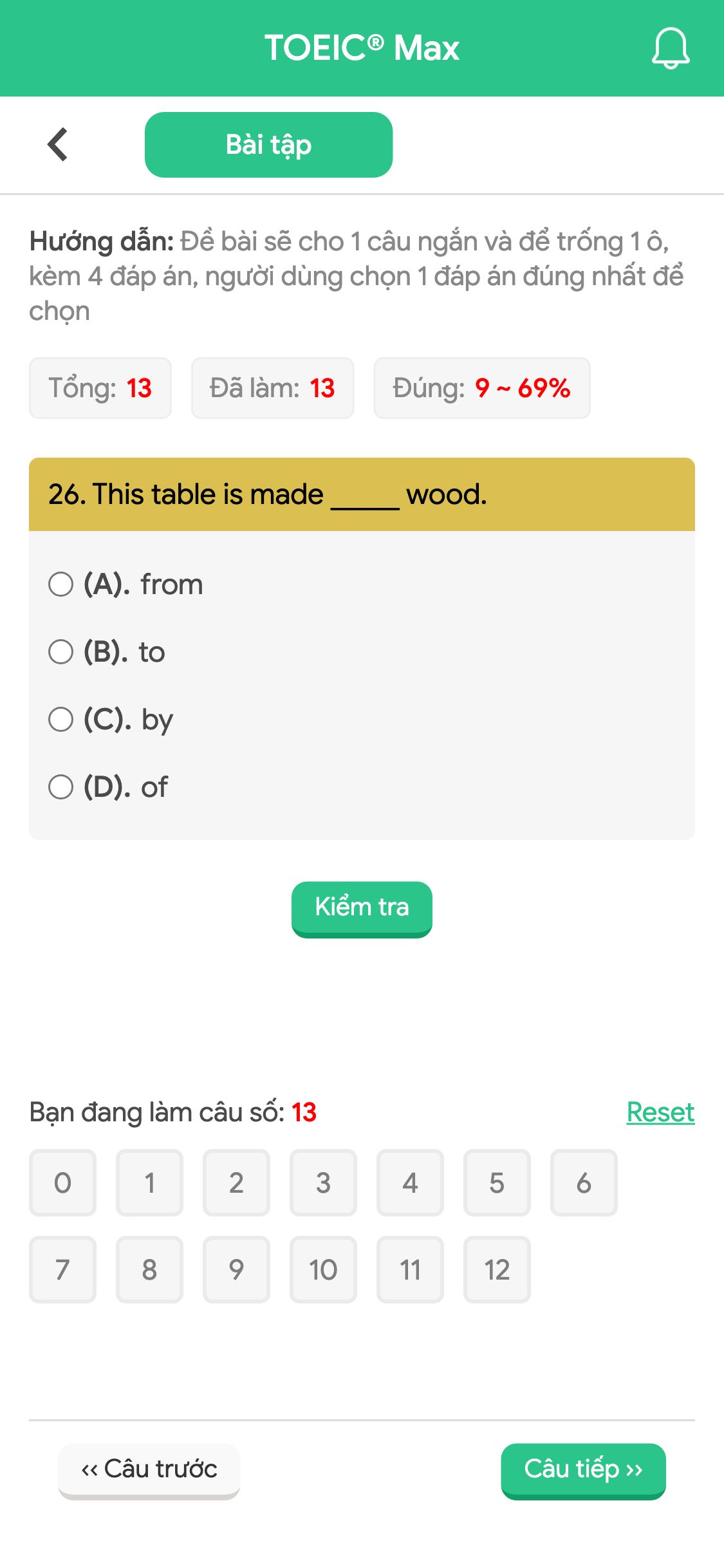 26. This table is made _____ wood.