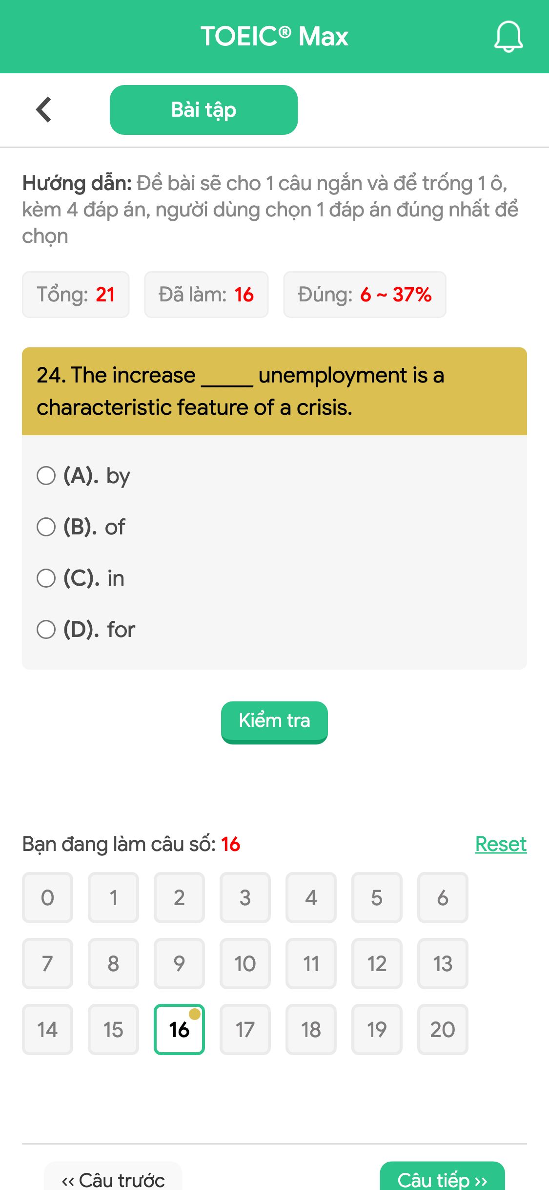 24. The increase _____ unemployment is a characteristic feature of a crisis.