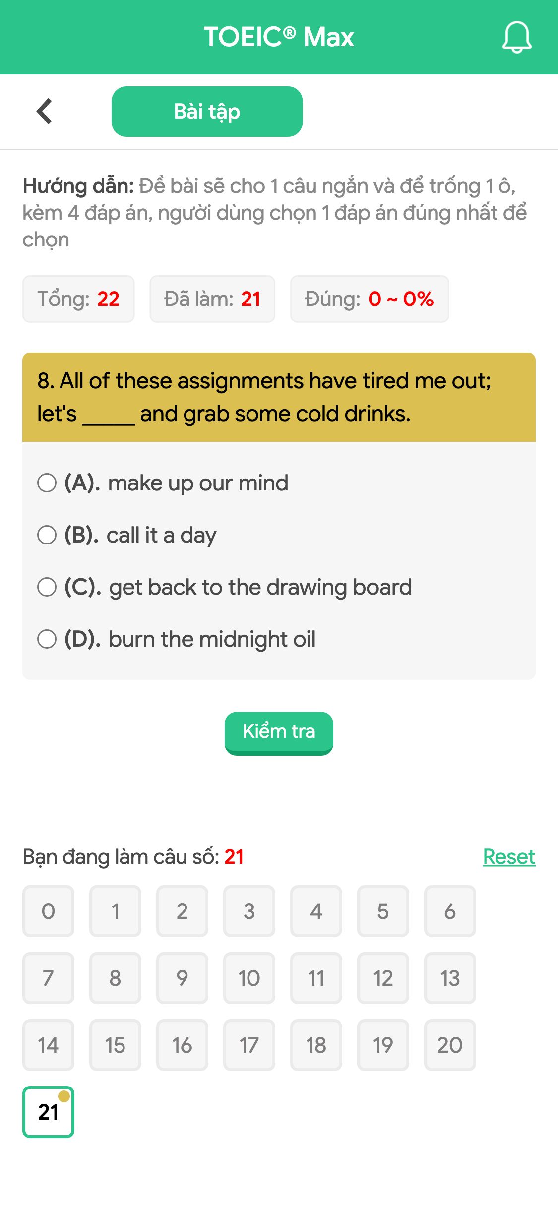 8. All of these assignments have tired me out; let's _____ and grab some cold drinks.
