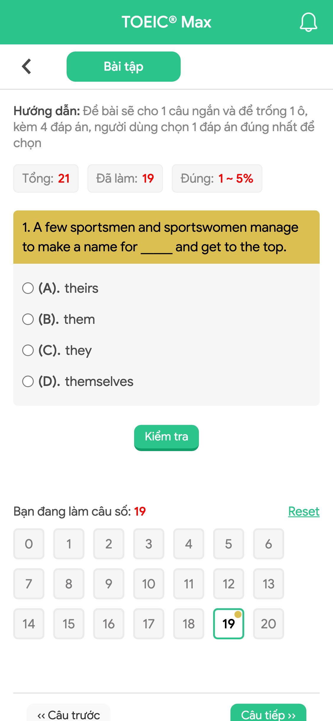 1. A few sportsmen and sportswomen manage to make a name for _____ and get to the top.