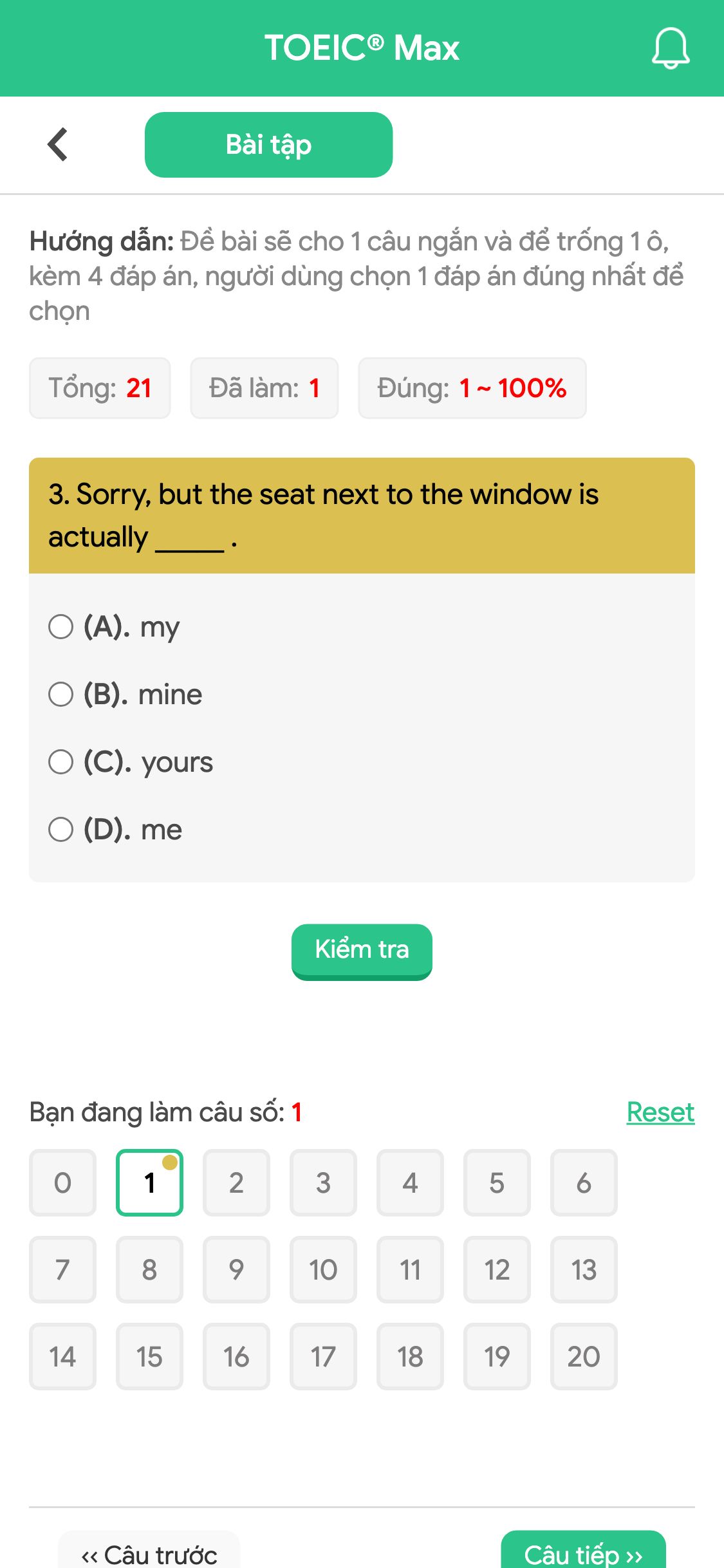 3. Sorry, but the seat next to the window is actually _____ .