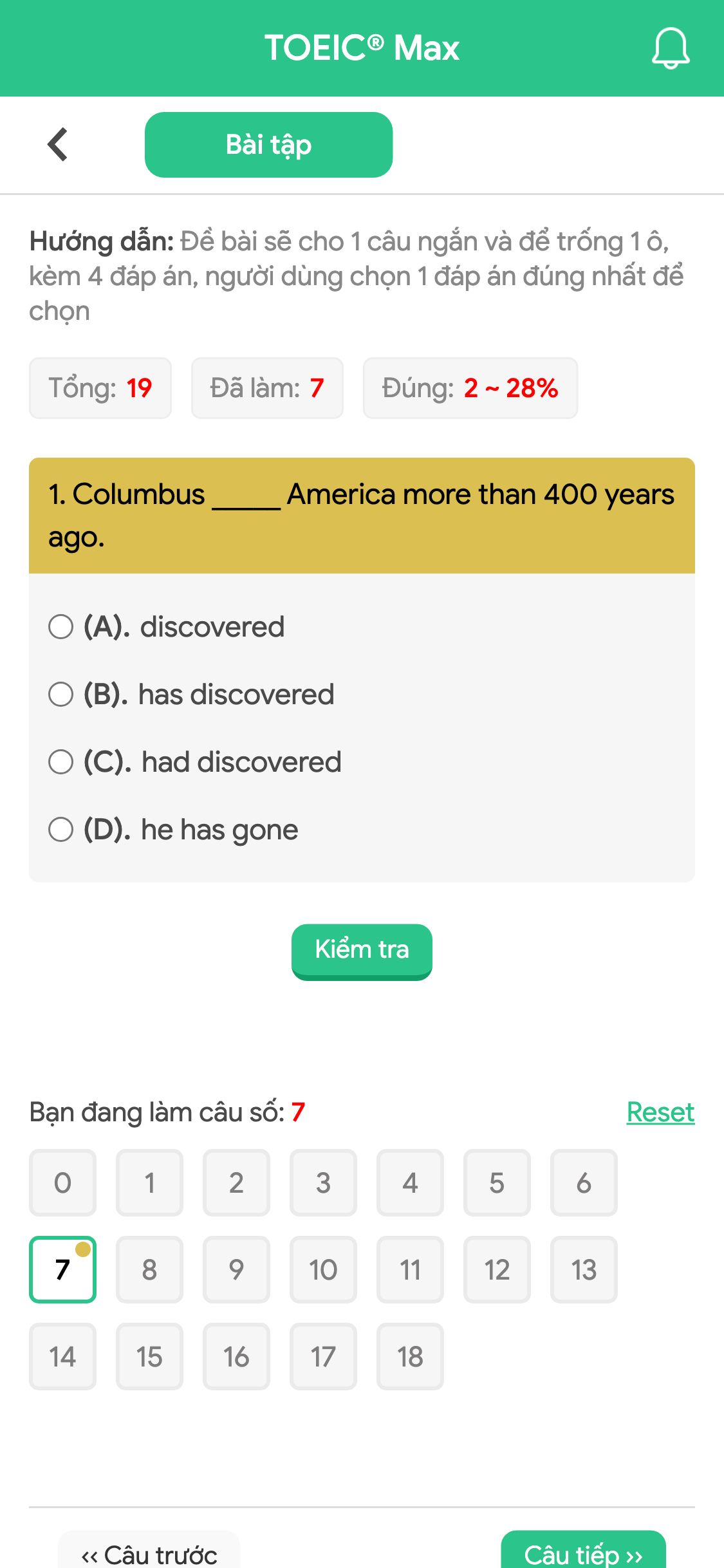 1. Columbus _____ America more than 400 years ago.