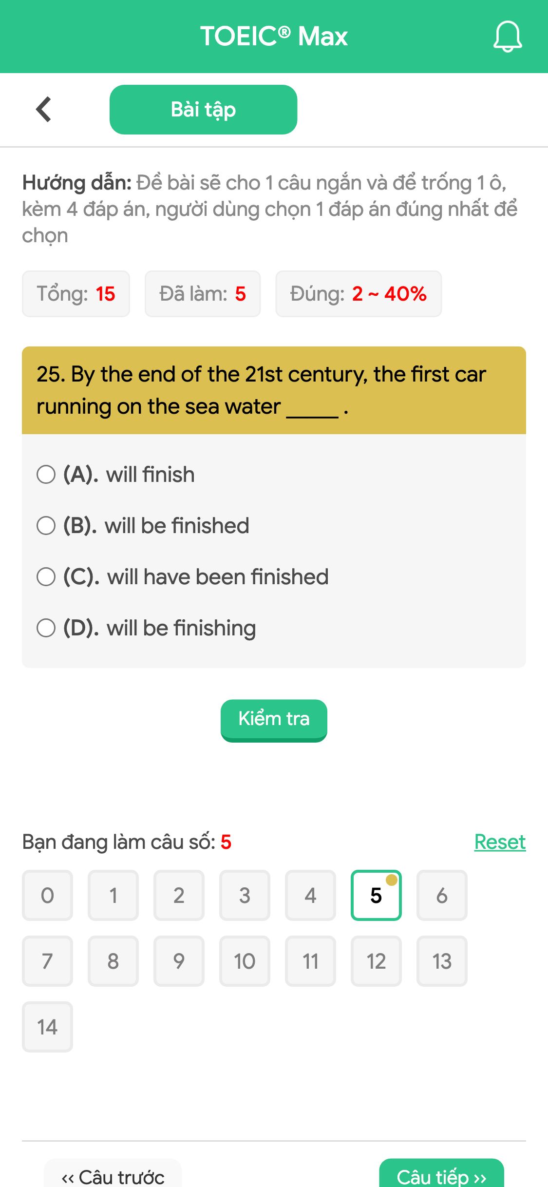 25. By the end of the 21st century, the first car running on the sea water _____ .