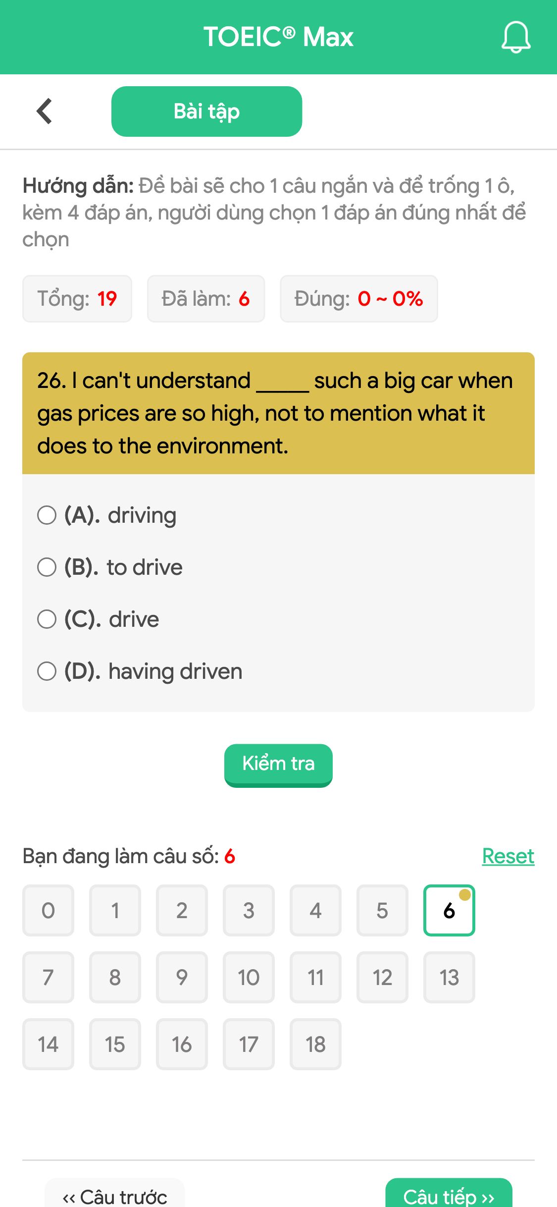 26. I can't understand _____ such a big car when gas prices are so high, not to mention what it does to the environment.