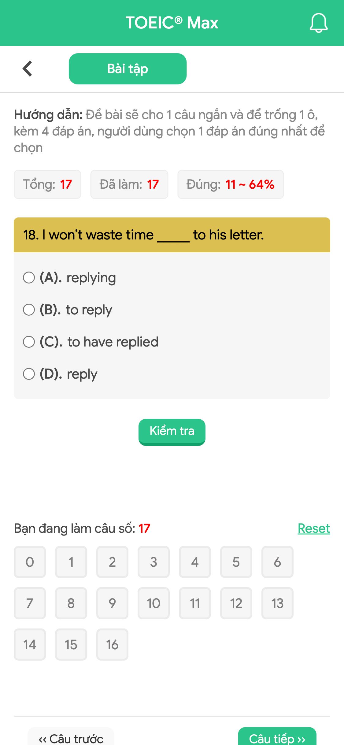 18. I won’t waste time _____ to his letter.