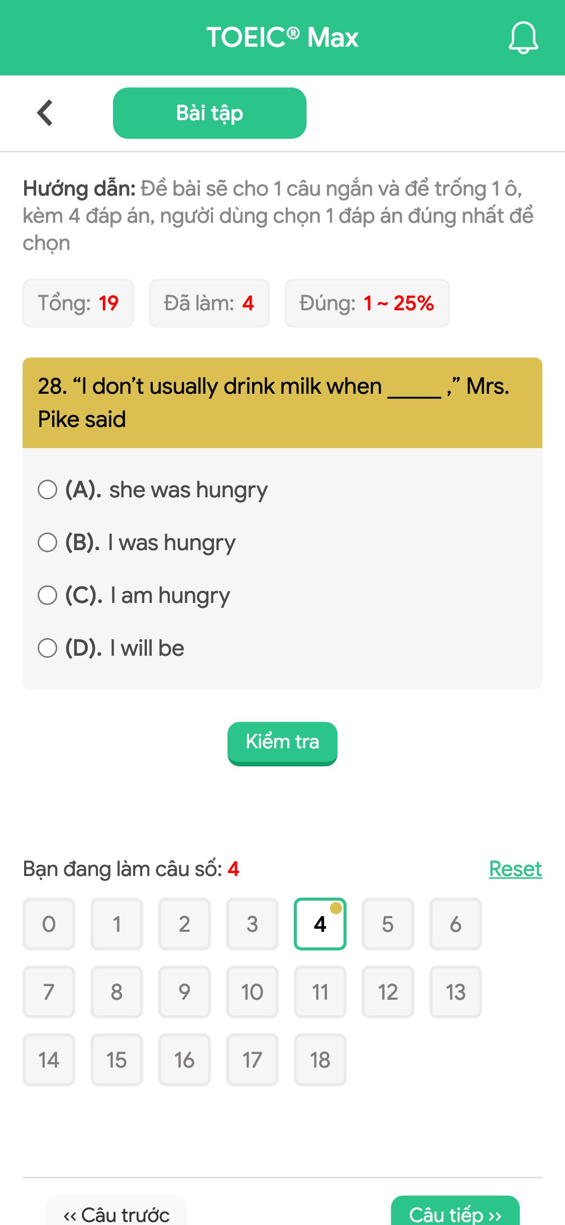 28. “I don’t usually drink milk when _____ ,” Mrs. Pike said