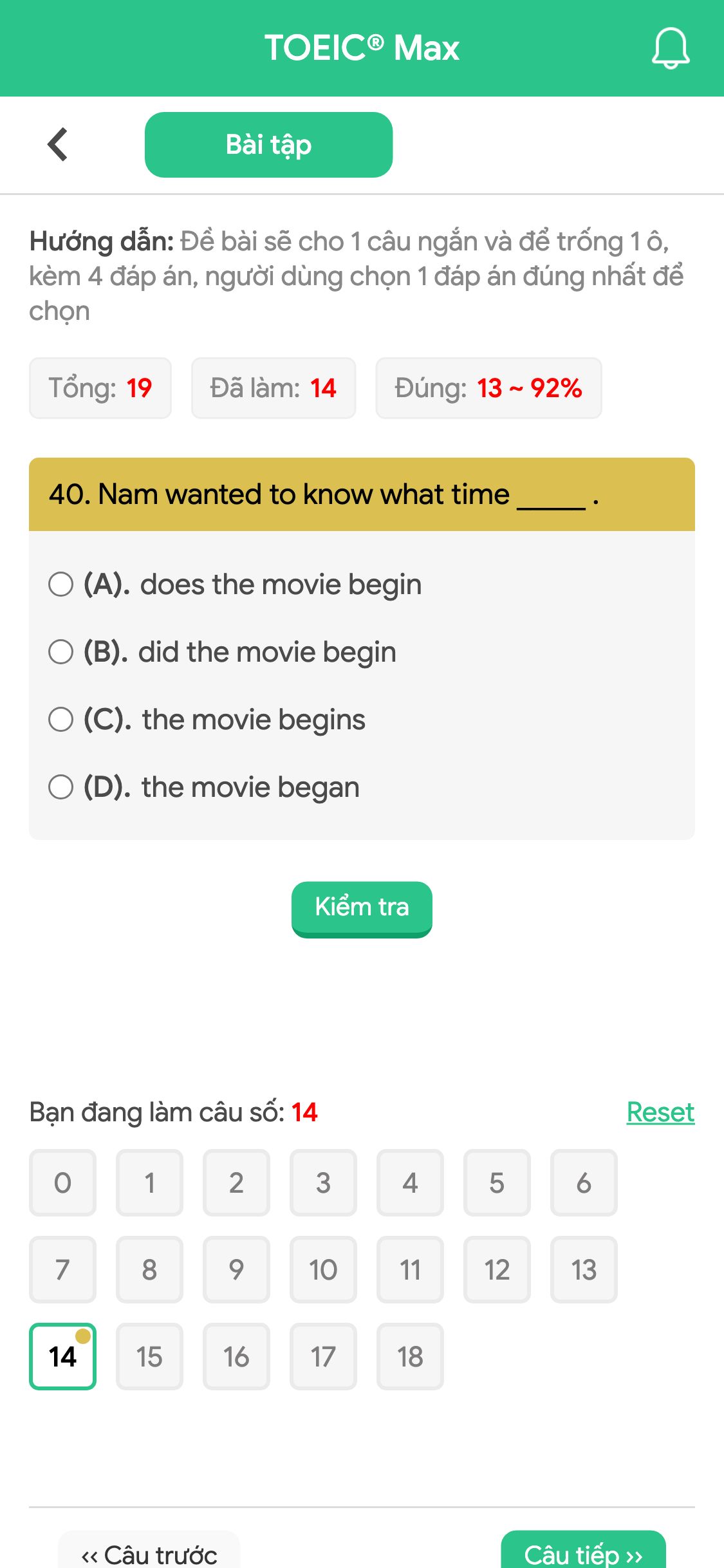 40. Nam wanted to know what time _____ .
