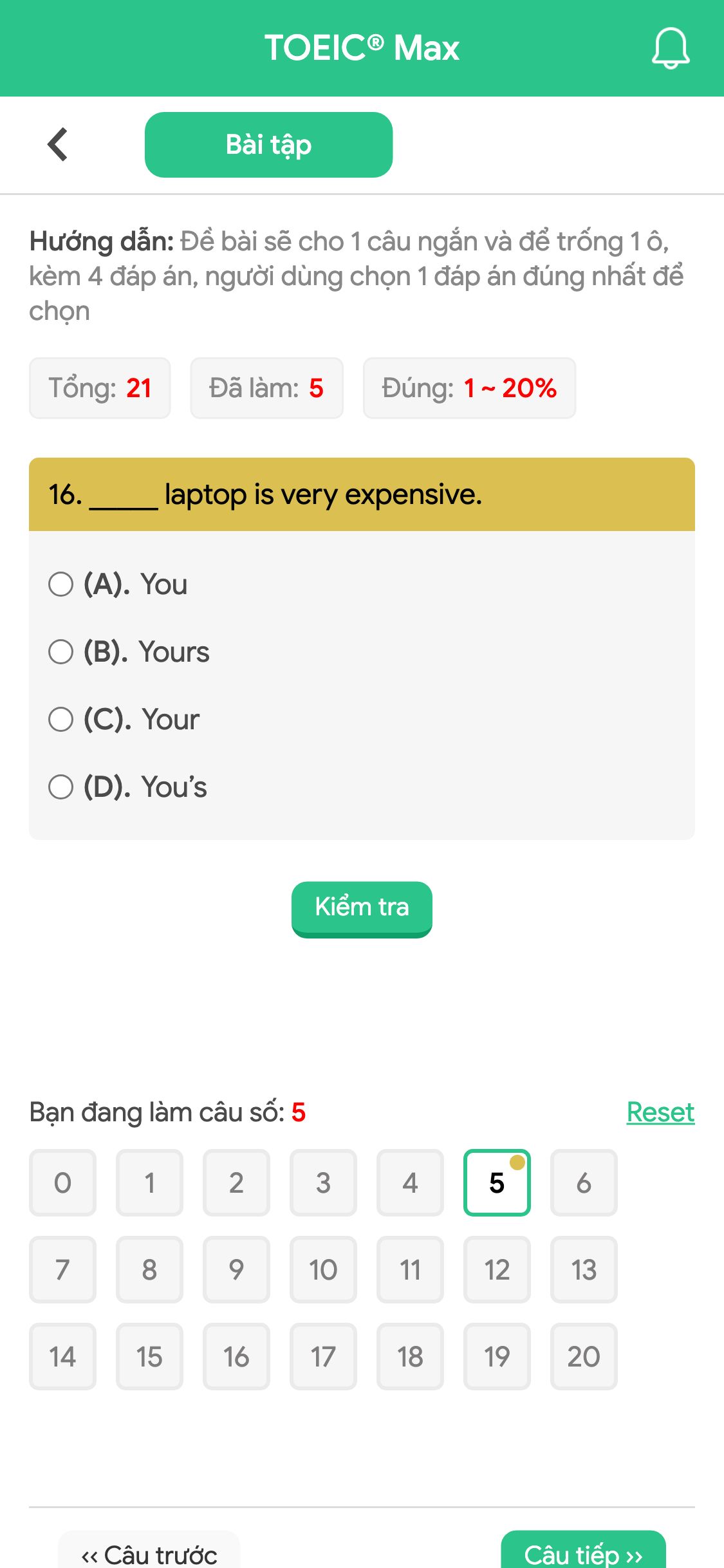 16. _____ laptop is very expensive.
