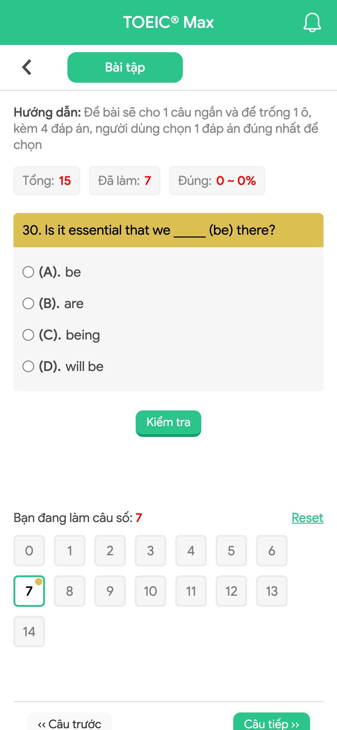30. Is it essential that we _____ (be) there?