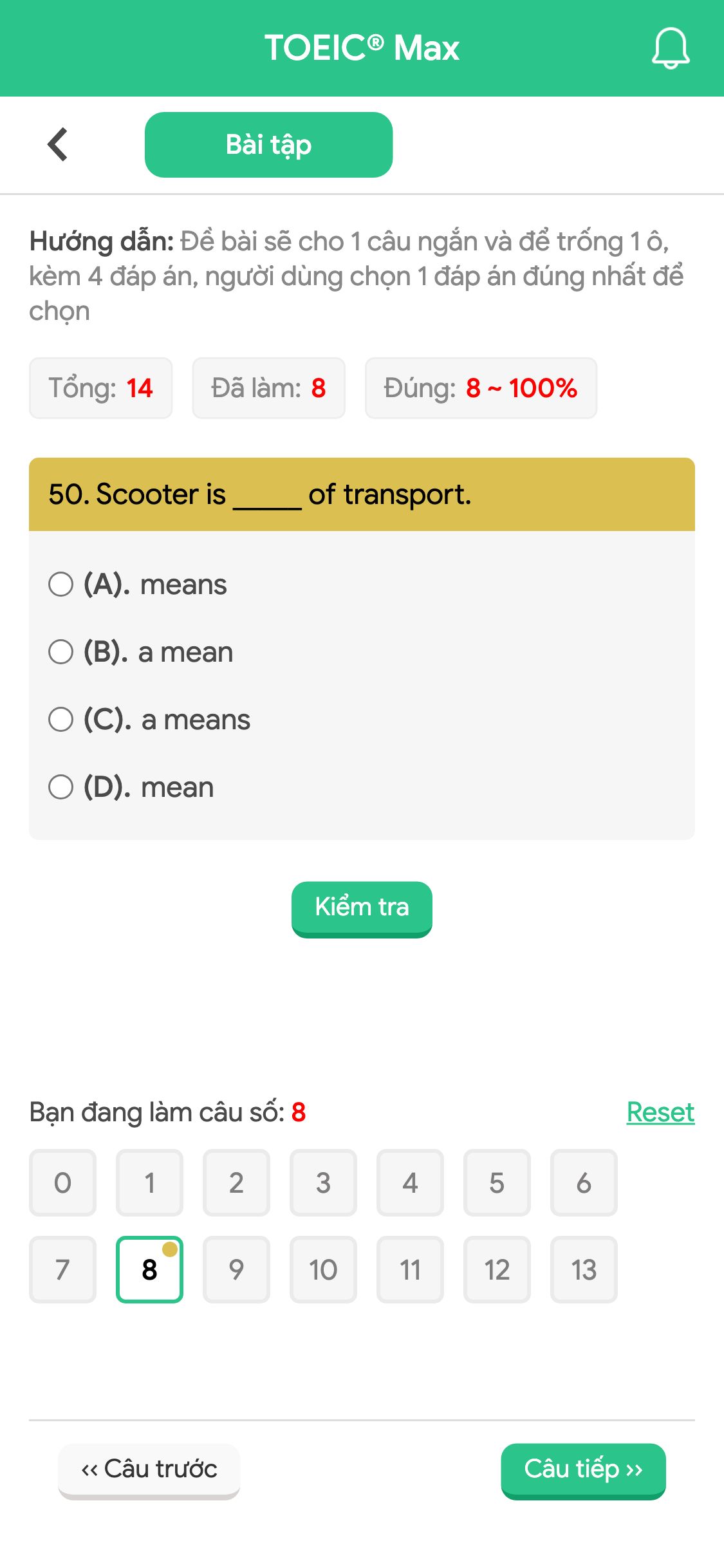 50. Scooter is _____ of transport.