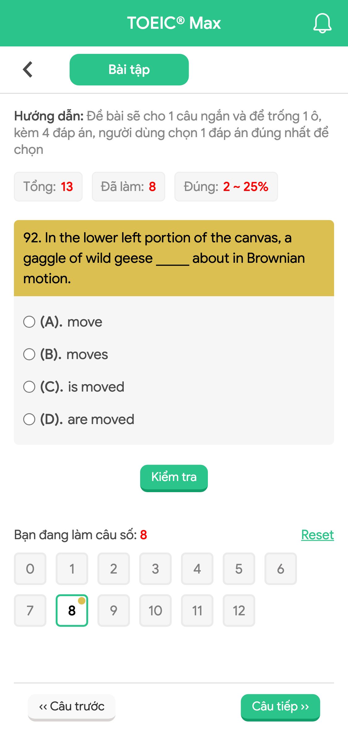 92. In the lower left portion of the canvas, a gaggle of wild geese _____ about in Brownian motion.