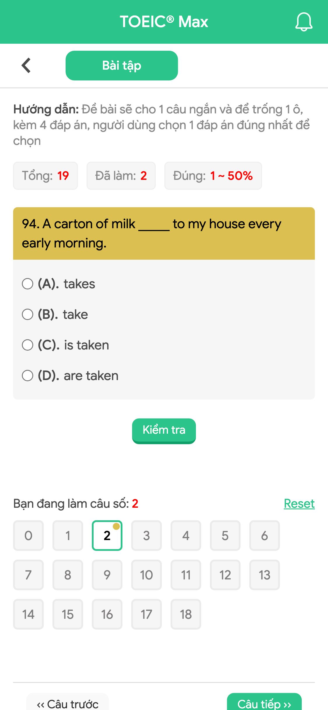 94. A carton of milk _____ to my house every early morning.