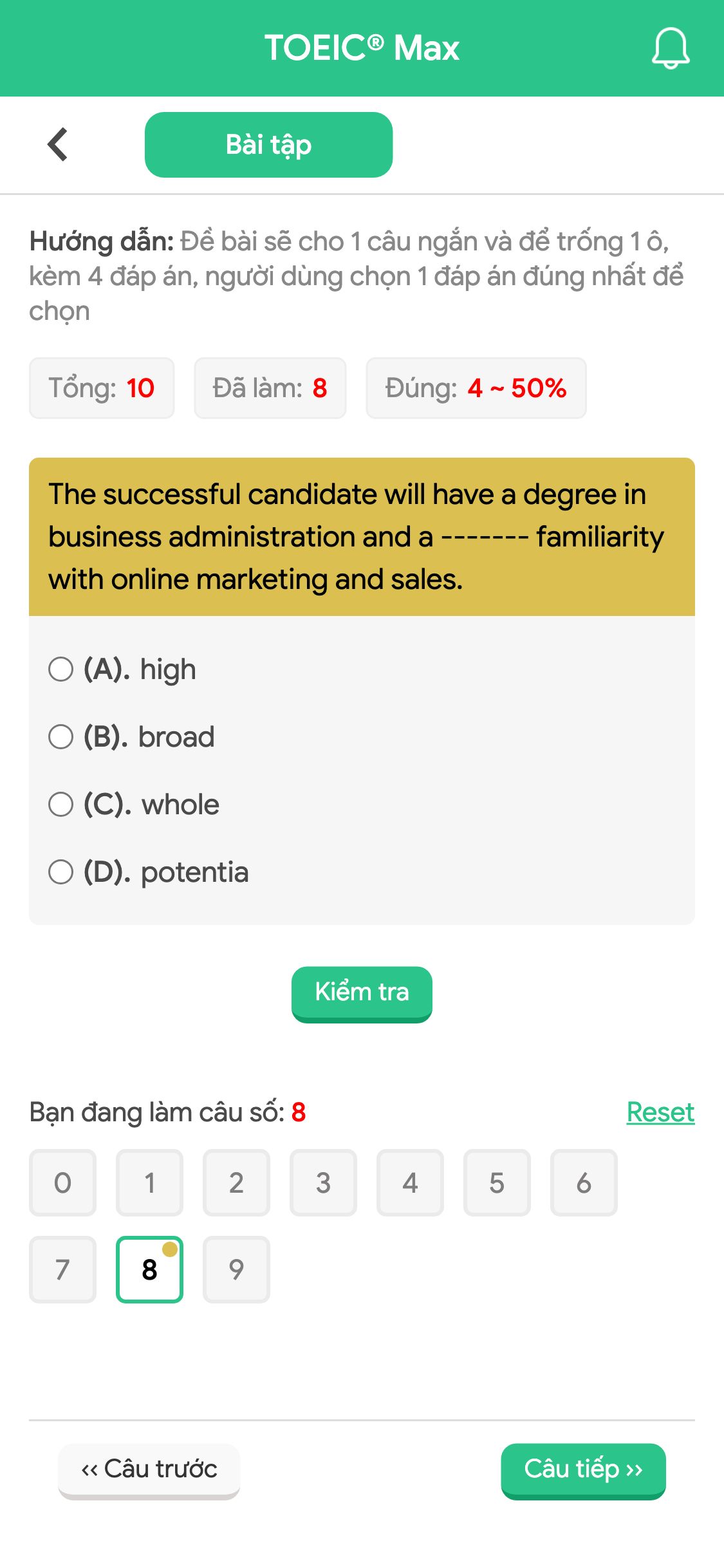The successful candidate will have a degree in business administration and a ------- familiarity with online marketing and sales.