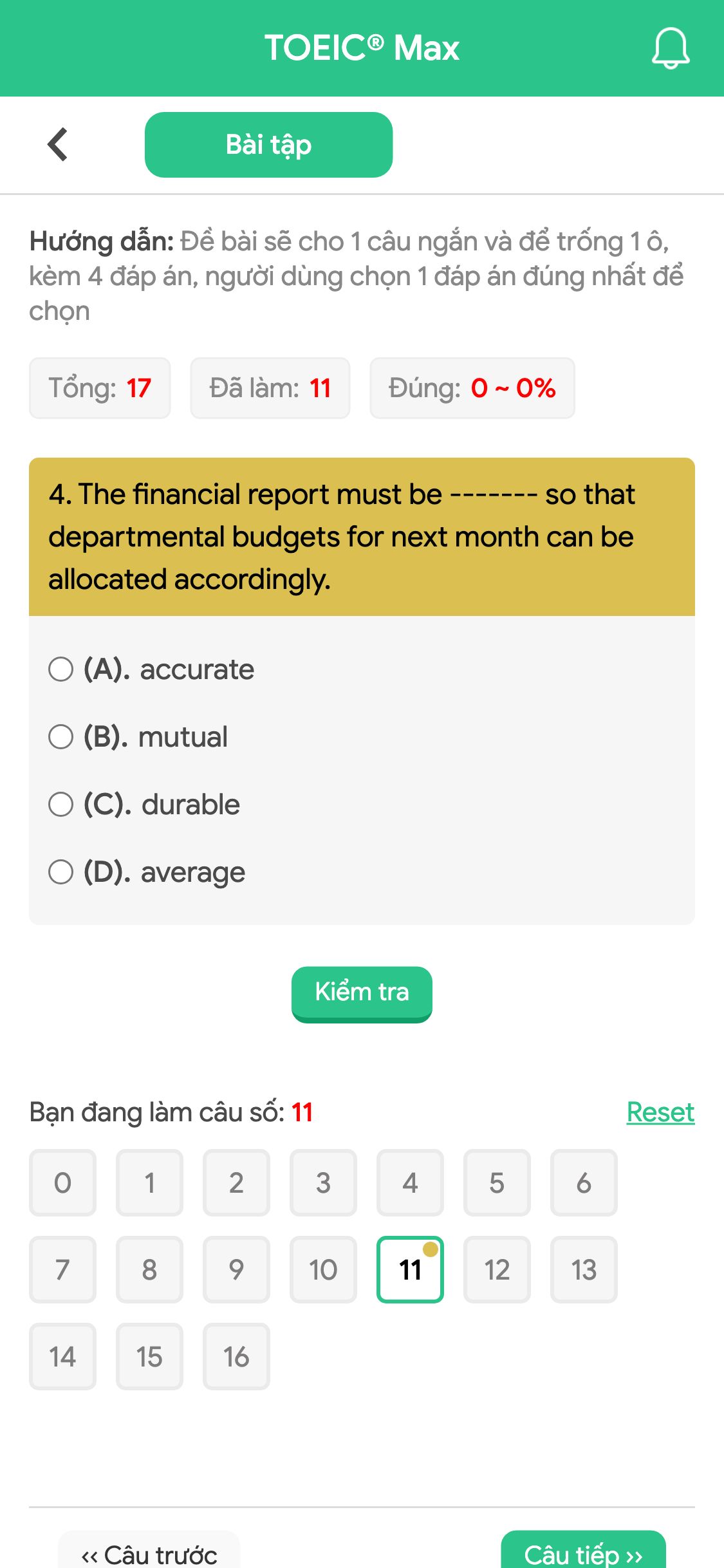 4. The financial report must be ------- so that departmental budgets for next month can be allocated accordingly.