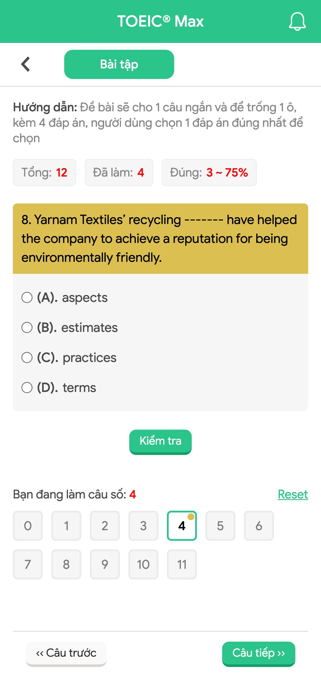 8. Yarnam Textiles’ recycling ------- have helped the company to achieve a reputation for being environmentally friendly.