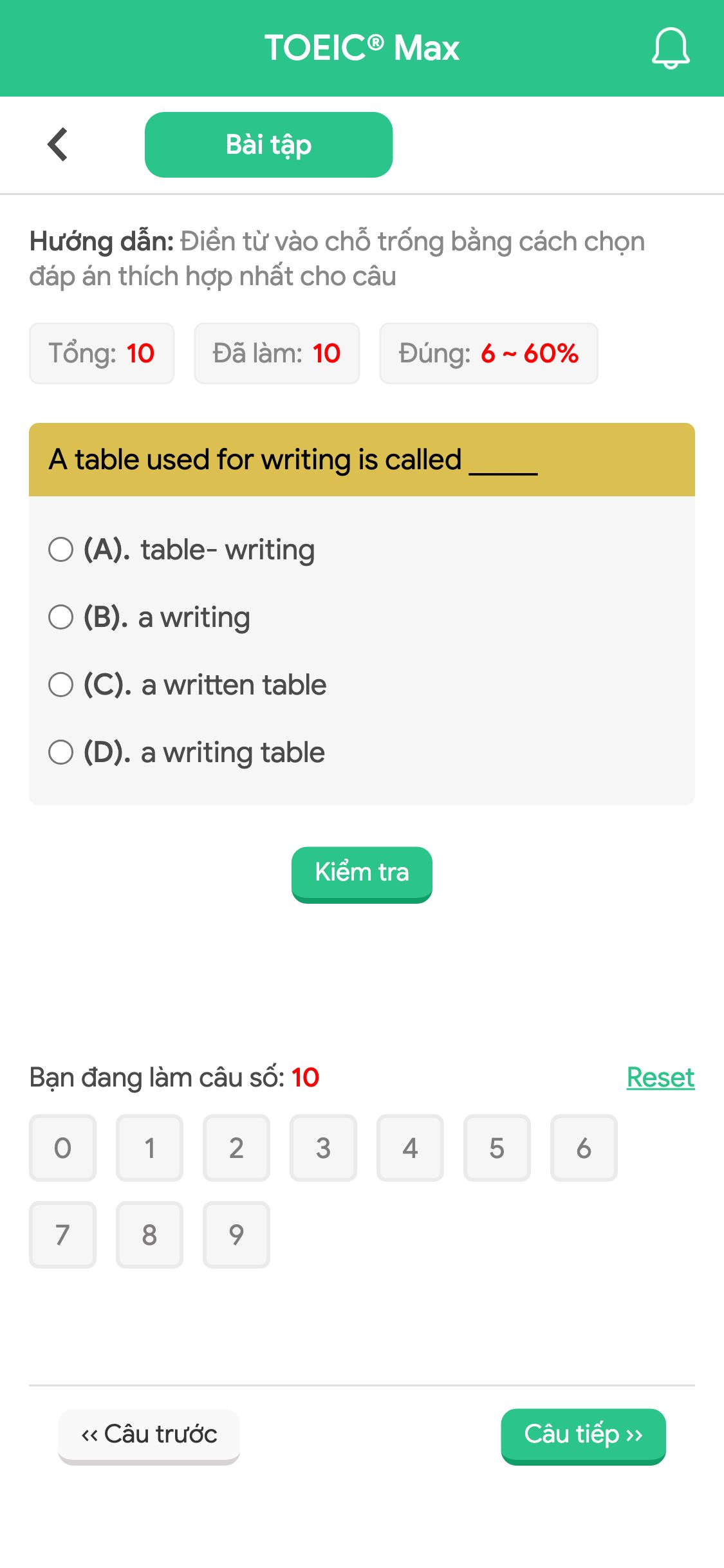 A table used for writing is called _____